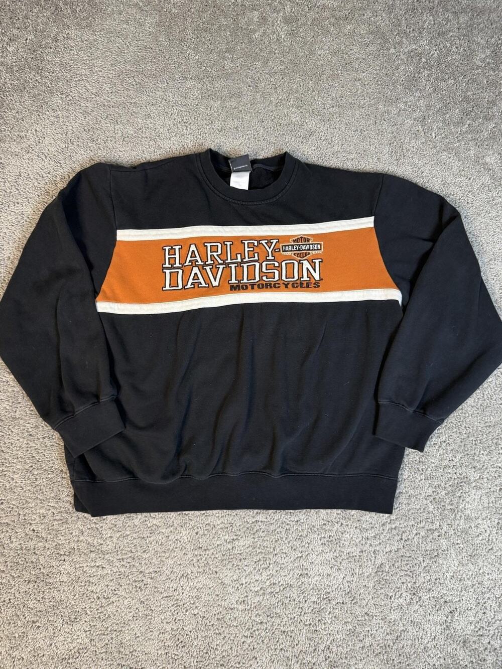 Harley-Davidson Sweatshirt Mens 2XL Black Pullover Heavyweight Graphic Fleece